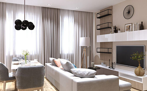 Фото № 4: Дизайн-проект евро трехкомнатной квартиры 66.14  м² стиль Модернизм для ЖК Седьмое небо