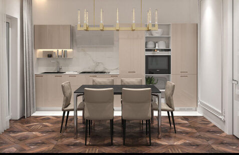 Фото № 3: Дизайн-проект однокомнатной квартиры 40.67  м² стиль Современная классика для ЖК Стрижи Сити