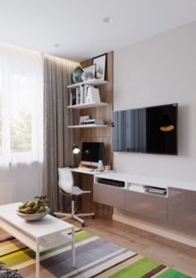 Фото № 4: Дизайн-проект однокомнатной квартиры 36.2  м² Современный стиль для ЖК Баташевский сад