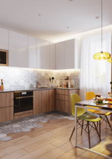 Фото № 3: Дизайн-проект однокомнатной квартиры 36.2  м² Современный стиль для ЖК Баташевский сад