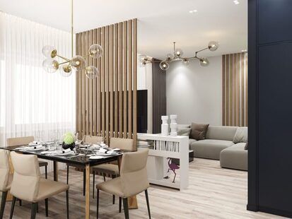 Фото № 6: Дизайн-проект четырехкомнатной квартиры 136.2  м² Современный стиль для ЖК Этто