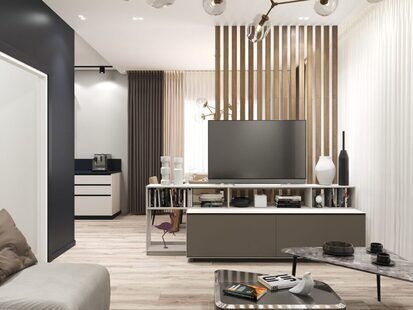 Фото № 1: Дизайн-проект четырехкомнатной квартиры 136.2  м² Современный стиль для ЖК Этто