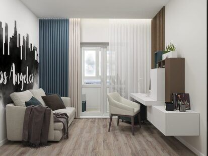 Фото № 2: Дизайн-проект четырехкомнатной квартиры 136.2  м² Современный стиль для ЖК Этто