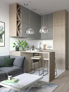 Фото № 3: Дизайн-проект однокомнатной квартиры 39.62  м² стиль Эклектика для ЖК Гармония