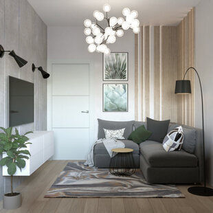 Фото № 2: Дизайн-проект однокомнатной квартиры 39.62  м² стиль Эклектика для ЖК Гармония