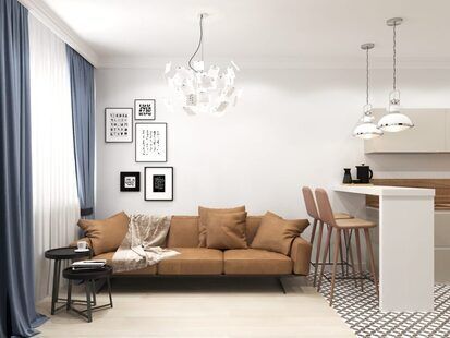 Фото № 1: Дизайн-проект квартиры-студии 31.74  м² Скандинавский стиль для ЖК Седьмое небо