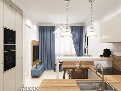 Фото № 2: Дизайн-проект квартиры-студии 31.74  м² Скандинавский стиль для ЖК Седьмое небо