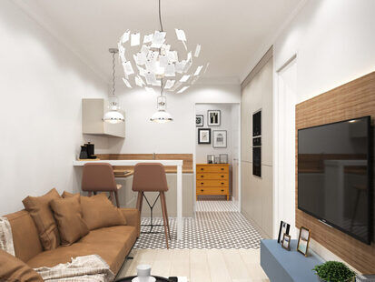 Фото № 5: Дизайн-проект квартиры-студии 31.74  м² Скандинавский стиль для ЖК Седьмое небо