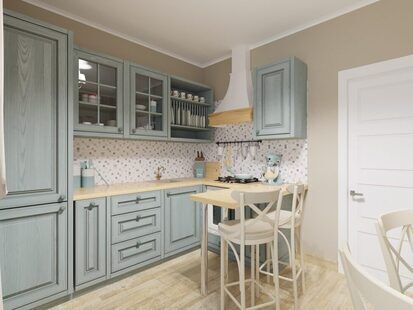 Фото № 1: Дизайн-проект двухкомнатной квартиры 50.4  м² стиль Прованс для ЖК Этто