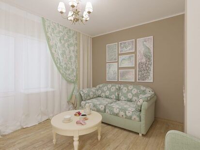 Фото № 5: Дизайн-проект двухкомнатной квартиры 50.4  м² стиль Прованс для ЖК Этто