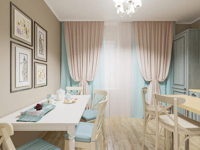 Фото № 3: Дизайн-проект двухкомнатной квартиры 50.4  м² стиль Прованс для ЖК Этто