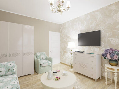 Фото № 2: Дизайн-проект двухкомнатной квартиры 50.4  м² стиль Прованс для ЖК Этто