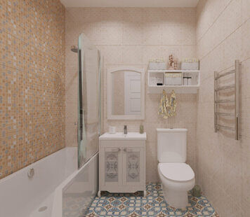 Фото № 4: Дизайн-проект двухкомнатной квартиры 50.4  м² стиль Прованс для ЖК Этто