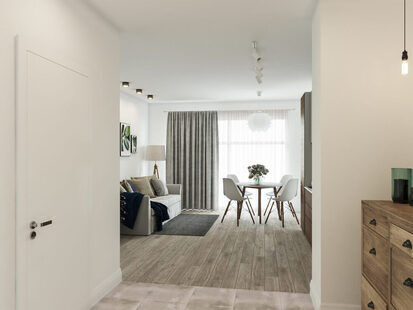 Фото № 4: Дизайн-проект двухкомнатной квартиры 61.39  м² Скандинавский стиль для ЖК Стрижи Сити