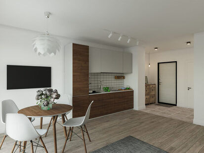 Фото № 3: Дизайн-проект двухкомнатной квартиры 61.39  м² Скандинавский стиль для ЖК Стрижи Сити