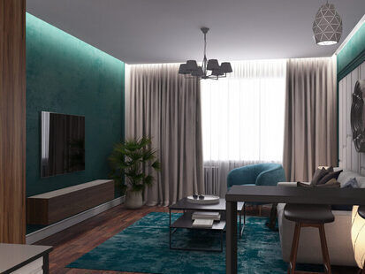 Фото № 5: Дизайн-проект евро двухкомнатной квартиры 52.05  м² Скандинавский стиль для ЖК Этто