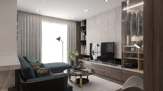 Фото № 1: Дизайн-проект квартиры-студии 40.03  м² Современный стиль для ЖК Стрижи Сити