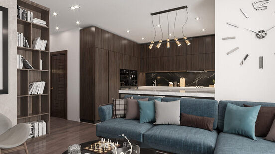 Фото № 3: Дизайн-проект квартиры-студии 40.03  м² Современный стиль для ЖК Стрижи Сити