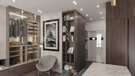 Фото № 2: Дизайн-проект квартиры-студии 40.03  м² Современный стиль для ЖК Стрижи Сити