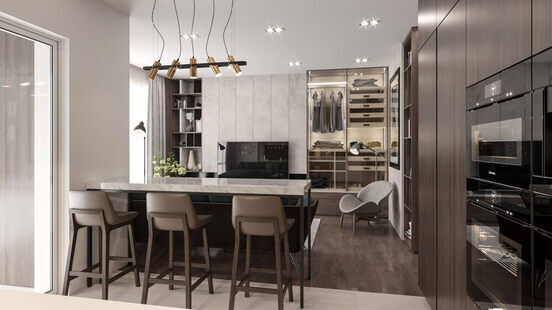 Фото № 5: Дизайн-проект квартиры-студии 40.03  м² Современный стиль для ЖК Стрижи Сити