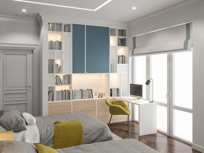 Фото № 1: Дизайн-проект трехкомнатной квартиры 77.33  м² стиль Модернизм для ЖК Стрижи Сити