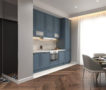 Фото № 3: Дизайн-проект трехкомнатной квартиры 77.33  м² стиль Модернизм для ЖК Стрижи Сити