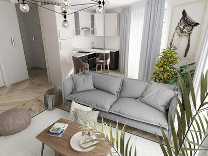 Фото № 5: Дизайн-проект трехкомнатной квартиры 84.37  м² Скандинавский стиль для ЖК Стрижи Сити