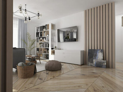 Фото № 3: Дизайн-проект трехкомнатной квартиры 84.37  м² Скандинавский стиль для ЖК Стрижи Сити