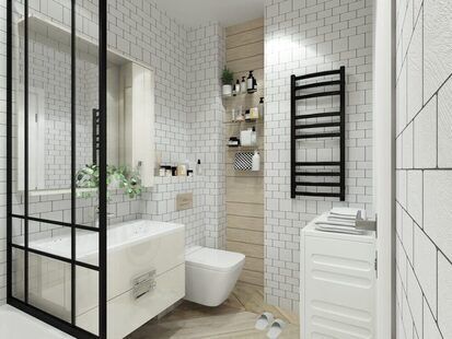 Фото № 2: Дизайн-проект трехкомнатной квартиры 84.37  м² Скандинавский стиль для ЖК Стрижи Сити