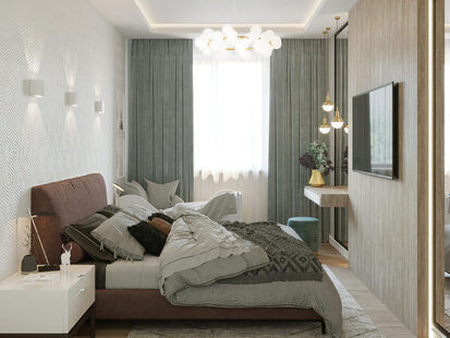 Фото № 1: Дизайн-проект однокомнатной квартиры 37.62  м² стиль Эклетика для ЖК Гармония