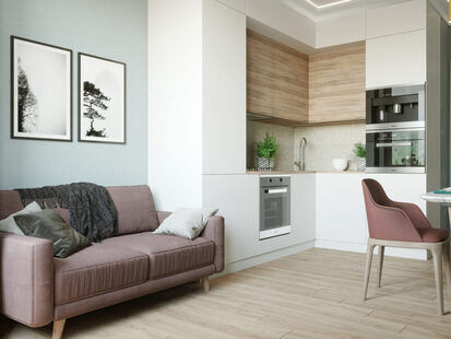 Фото № 6: Дизайн-проект однокомнатной квартиры 37.62  м² стиль Эклетика для ЖК Гармония