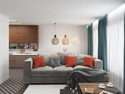 Фото № 6: Дизайн-проект трехкомнатной квартиры 90.1  м² Скандинавский стиль для ЖК Седьмое небо