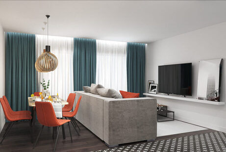 Фото № 2: Дизайн-проект трехкомнатной квартиры 90.1  м² Скандинавский стиль для ЖК Седьмое небо