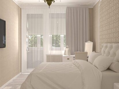 Фото № 4: Дизайн-проект евро двухкомнатной квартиры 50.05  м² стиль Современная классика дял ЖК Этто