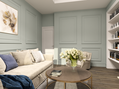 Фото № 1: Дизайн-проект однокомнатной квартиры 83.0  м² стиль Современная классика для ЖК Этто