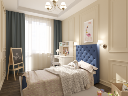 Фото № 3: Дизайн-проект однокомнатной квартиры 83.0  м² стиль Современная классика для ЖК Этто