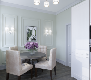 Фото № 5: Дизайн-проект однокомнатной квартиры 83.0  м² стиль Современная классика для ЖК Этто