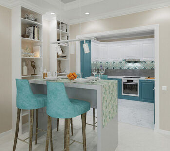 Фото № 3: Дизайн-проект двухкомнатной квартиры 63.79  м² стиль Современная классика для ЖК КОМАРОВО