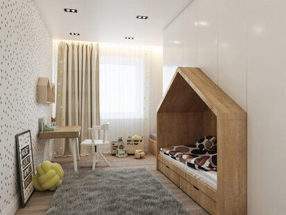 Фото № 5: Дизайн-проект трехкомнатной квартиры 83.25  м² Скандинавский стиль для ЖК Этто