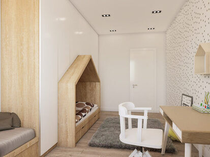 Фото № 4: Дизайн-проект трехкомнатной квартиры 83.25  м² Скандинавский стиль для ЖК Этто