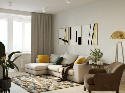 Фото № 5: Дизайн-проект двухкомнатной квартиры 66.25  м² Скандинавский стиль для ЖК Рождественский