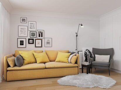 Фото № 1: Дизайн-проект двухкомнатной квартиры 55.7  м² Скандинавский стиль для жилого квартала форум-групп