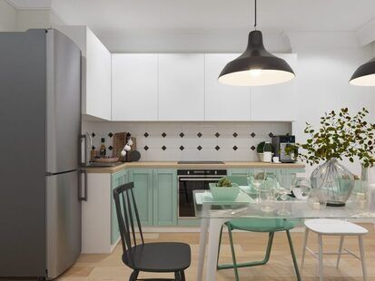 Фото № 2: Дизайн-проект двухкомнатной квартиры 55.7  м² Скандинавский стиль для жилого квартала форум-групп