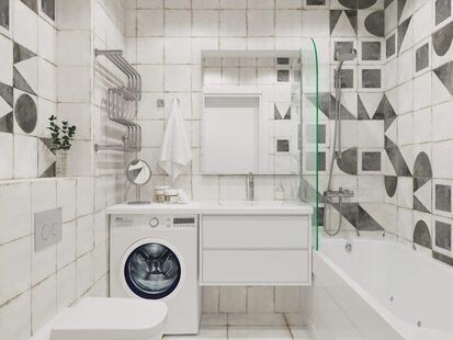 Фото № 3: Дизайн-проект двухкомнатной квартиры 55.7  м² Скандинавский стиль для жилого квартала форум-групп