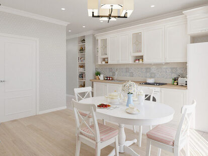 Фото № 1: Дизайн-проект двухкомнатной квартиры 52.21  м² стиль Современная классика для ЖК Стрижи Сити