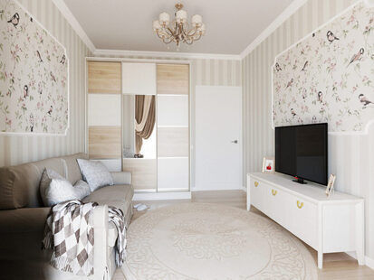 Фото № 3: Дизайн-проект двухкомнатной квартиры 52.21  м² стиль Современная классика для ЖК Стрижи Сити