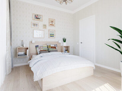 Фото № 2: Дизайн-проект двухкомнатной квартиры 52.21  м² стиль Современная классика для ЖК Стрижи Сити