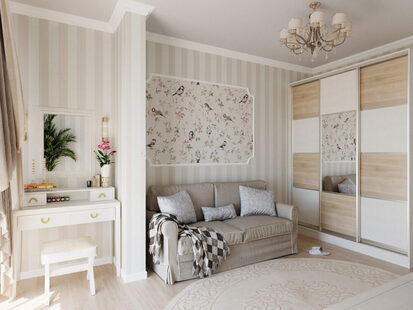 Фото № 6: Дизайн-проект двухкомнатной квартиры 52.21  м² стиль Современная классика для ЖК Стрижи Сити