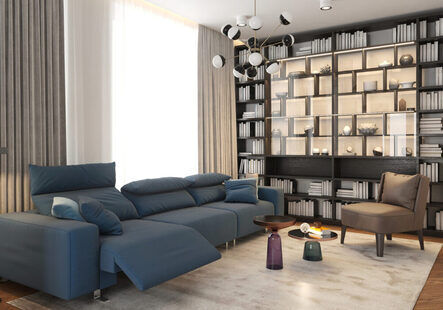 Фото № 1: Дизайн-проект однокомнатной квартиры 43.28  м² Современный стиль для ЖК Стрижи Сити