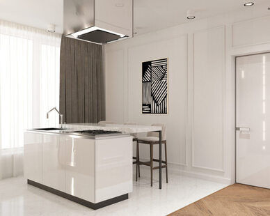 Фото № 2: Дизайн-проект однокомнатной квартиры 43.28  м² Современный стиль для ЖК Стрижи Сити